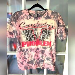 Somebody's Problem Pink and Gray Kids T-Shirt With Rhinestones